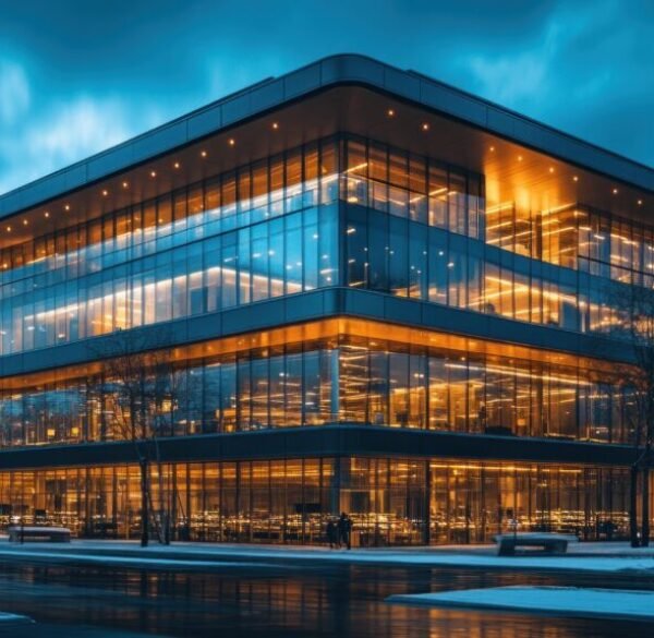 Modern Glass Building at Twilight